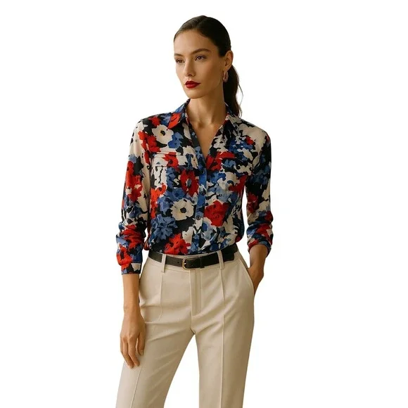 Jones New York Floral Blouse Officecore Quiet Luxury Retro Femme Maximalist M - Picture 2 of 9